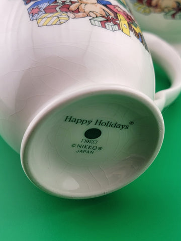 3 Vintage Christmas Mugs Holiday Coffee Cups Happy Holidays Nikko Japan