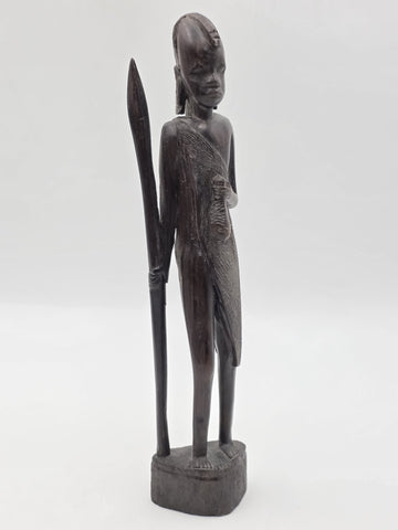 Set Of 3 Vintage Hand Carved Kenyan African Wood Tribal Figures Maasai Sculpture