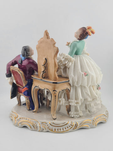Irish Dresden Aristocratic Couple Porcelain Lace Doll Figurine Made In Germany