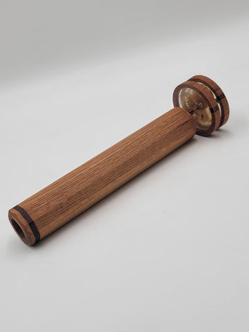 Vintage Wood Octagonal Kaleidoscope W 2 Spinning Discs & Dried Leaves.