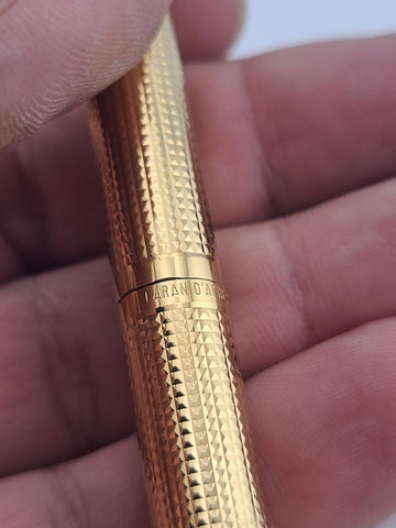 Caran d’Ache Gold Plated Fountain Pen, 14K-585 M Nib Guilloché Pattern Near Mint