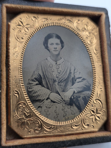 Pair Of Antique Ambrotype Portrait Lot Civil War Era Victorian Cases Gold Mat