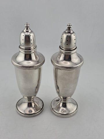 Antique Fisher Sterling Silver Weighted Bottom Salt & Pepper Shakers #1362.