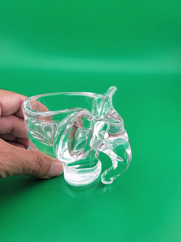 Vtg 1950s Art Vannes France Clear Crystal Elephant Pipe Holder-Marked on Base
