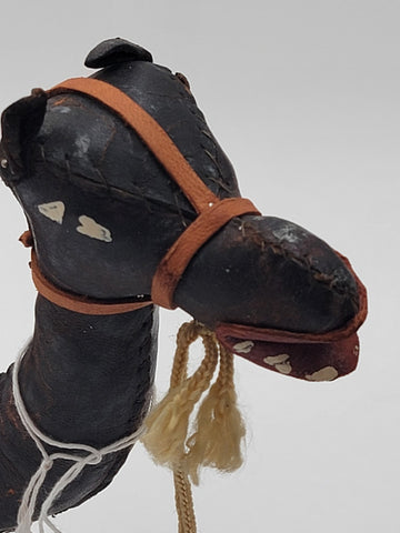 Rare Set Of 3 Antique Handmade Leather Camels W Saddles Nativity. Circa 1910.