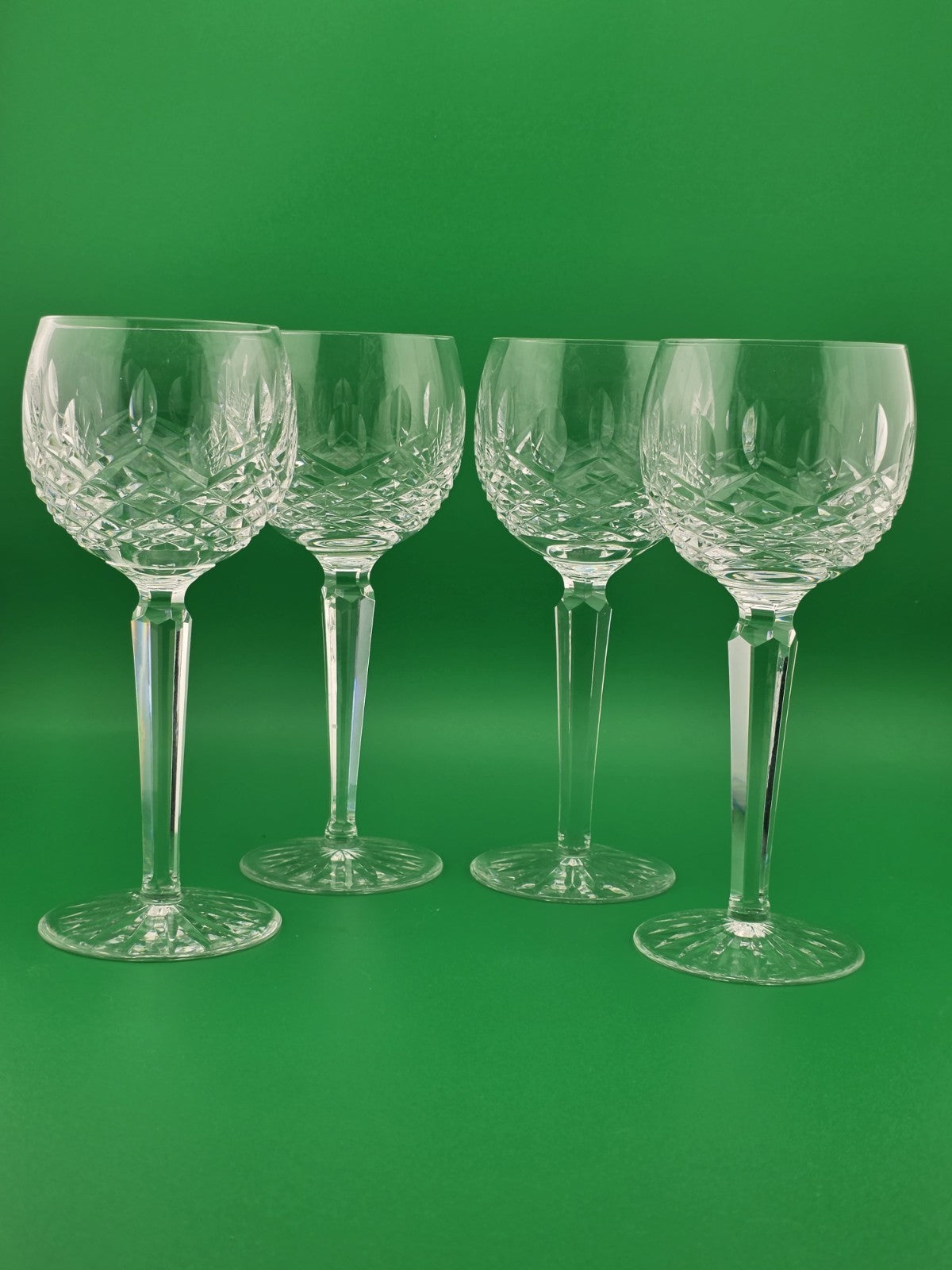 Set Of 4 Vintage Waterford Crystal Lismore Hock Wine Glasses Ireland 7 3/8"