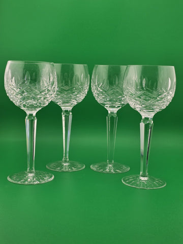 Set Of 4 Vintage Waterford Crystal Lismore Hock Wine Glasses Ireland 7 3/8"