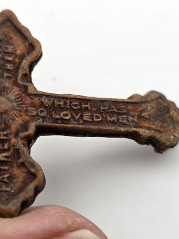 Rare Antique 1907 Pope Pius X Catholic PARDON INDULGENCE Crucifix w Leather Case
