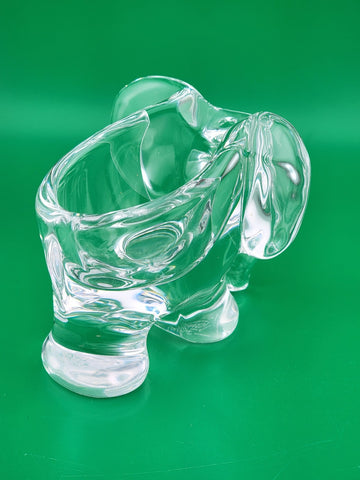 Vtg 1950s Art Vannes France Clear Crystal Elephant Pipe Holder-Marked on Base
