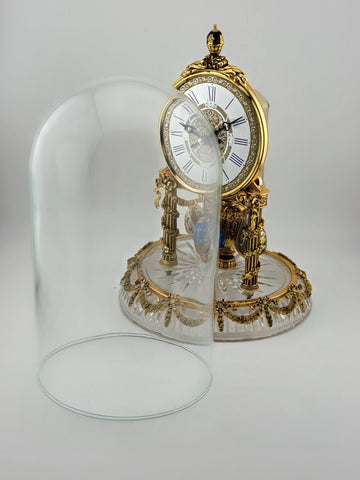 RARE HERMLE & SOHN 24K GOLD FABERGE EGG CRYSTAL CLOCK FOR ALL SEASONS. WORKING.