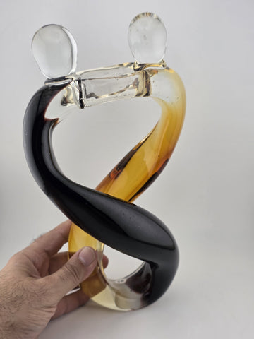 Vintage Dale Tiffany Hand-Blown Art Glass Hearts Lovers Hugging Sculpture