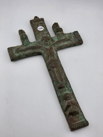 Antique Ethiopian Bronze Cross Crucifix Processional 18th C Coptic Christian
