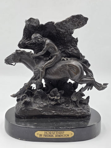 Vintage Frederic Remington Bronze Statue "The Horse Theif" Licenced Reproduction
