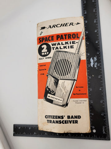 1970'S ARCHER SPACE PATROL WALKIE TALKIE 2-WAY TRANSCEIVER #60-3030 Untested