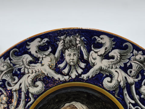 Antique Pair Of Ginori Doccia Renaissance Revival Majolica Portrait Plates c1880