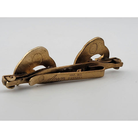 Vintage Brass Anson Double Fish Brass Chest Pin