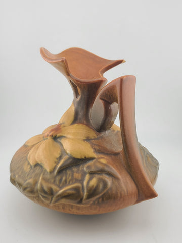 Vtg Roseville Made In The USA Pottery Clematis Ewer Pitcher 16.6 Mold 6" Tall