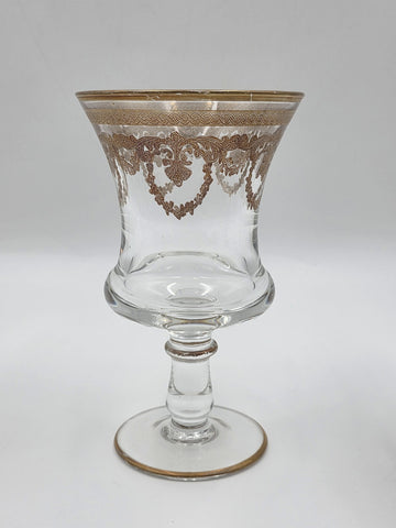 Set Of 4 Neiman Marcus Arte Italica Medici 24K Gold Glasses Goblets. 7 In Tall