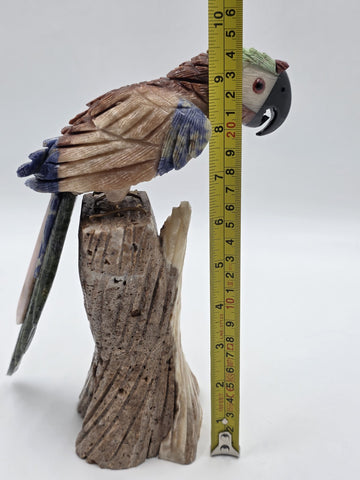 Vintage Hand Carved Macaw Bird Sculpture Rock Agate Crystal Stone Mineral Stone