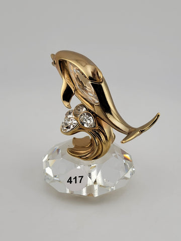 Lencia  Star Collection Austrian Lead Crystal/ 22 Carat Goldplated Metal Dolphin