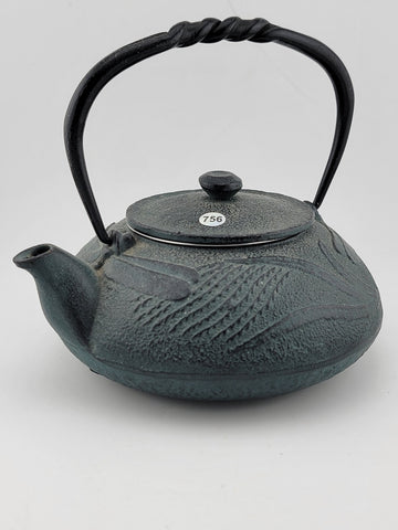 Vintage Kotobuki Black Cast Iron Dragonfly Teapot with Strainer and Trivet Japan