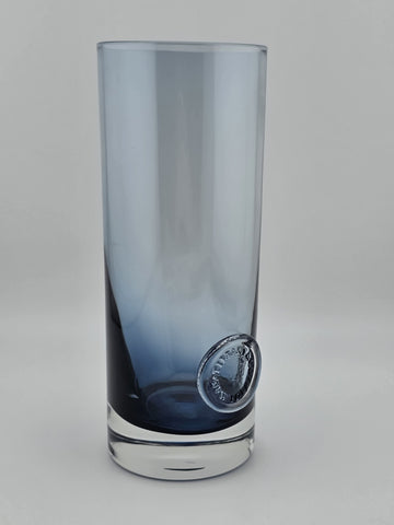 Shipping- Rare Tiffany & Co Blue Lead Crystal Cylinder Vase England Applied.