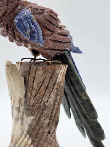 Vintage Hand Carved Macaw Bird Sculpture Rock Agate Crystal Stone Mineral Stone