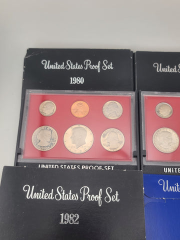 Lot of 4 United States Proof Sets 1980 1981 1982 1983 Original Package Complete