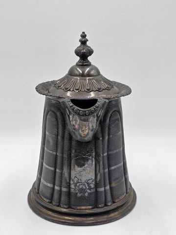 Antique 19th C Meriden Water Pitcher Decanter Bold Ornate Silver Plate Lrg Heavy
