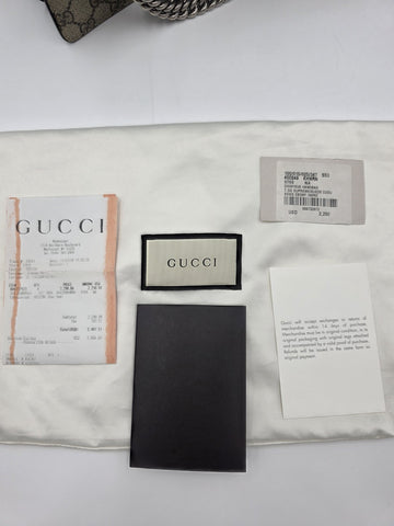 New W Tag Gucci GG Supreme Dionysus Medium Shoulder Bag with Chain Strap.
