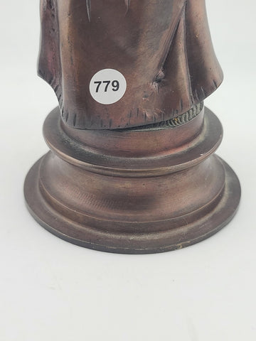 Antique French Bronze Peasant Girl Figurine c.1900 Art Nouveau 8” Statue