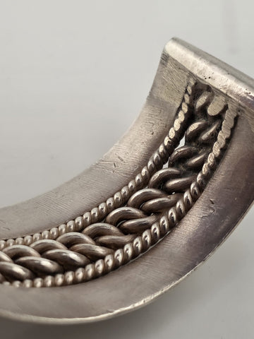Heavy Native American Triple Beaded Silver 0.999  Cuff Bracelet 92g Navajo Style