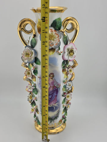 Rare Antique 19th C Jacob Petit Old Vieux Paris Porcelain Rococo 12 7/8" Vase