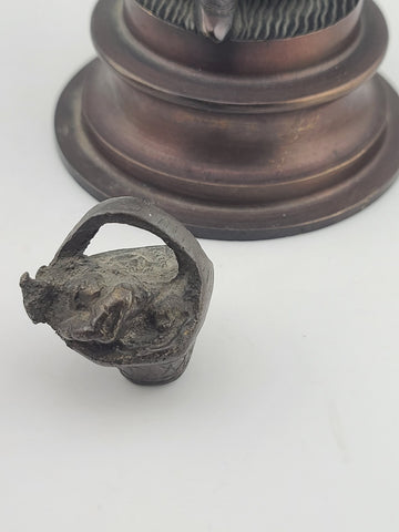 Antique French Bronze Peasant Girl Figurine c.1900 Art Nouveau 8” Statue