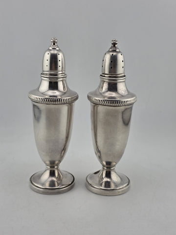 Antique Fisher Sterling Silver Weighted Bottom Salt & Pepper Shakers #1362.