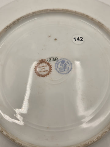 Stunning Rare 1844 Sevres Chateau des Tuilleries Plate Courting Couple Gold Tone