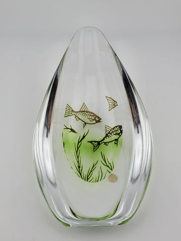 Rare Edward Hald Orrefors Graal Ashtray/ Vase Swedish ArtDeco FishDesign (1950s)