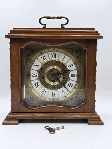 Vtg Franz Hermle 340-020 Mantel Clock W Germany 8-Day Westminster Chime Working.