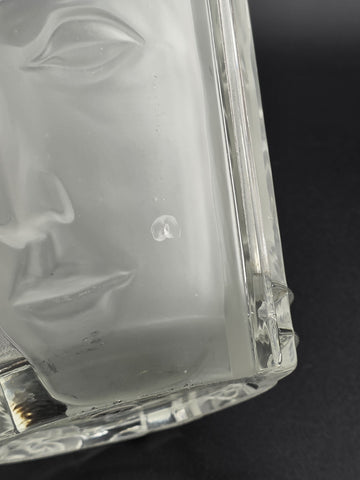 August Walther & Söhne Art Deco Glass Vase 3 Faces Man Woman Child 7"H Germany