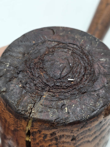 Antique 19th C Wooden Mallet Gavel Hammer Turned Handle & End 12" x 3"