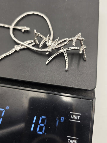 925 Sterling Silver Starfish Statement Necklace Pave CZ Ocean Coastal Jewelry