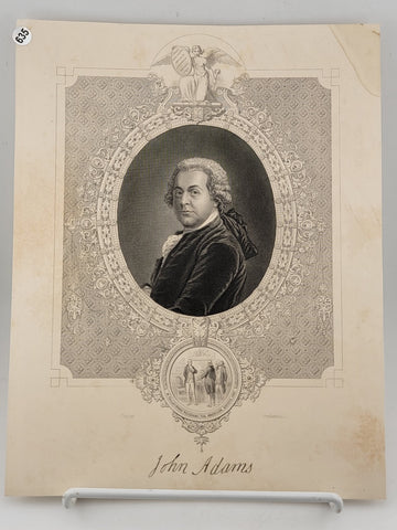 Original Antique 1860 John Adams. Engraving by J. Stephenson after J.S. Copley