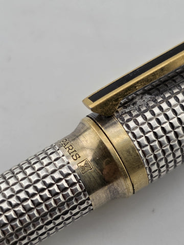 Vintage S.T Dupont Montparnasse Ciselé Ballpoint Pen - Palladium & Gold Plated