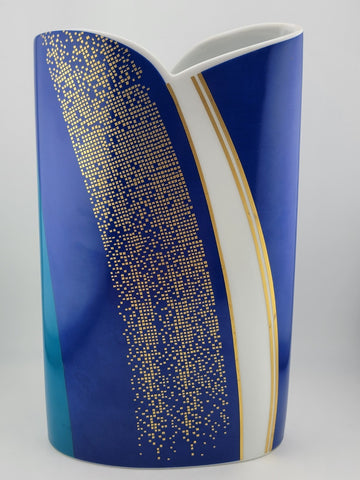 Vintage Large Barbara Brenner Porcelain Vase  Blue Spirit for Rosenthal. 10 Inch