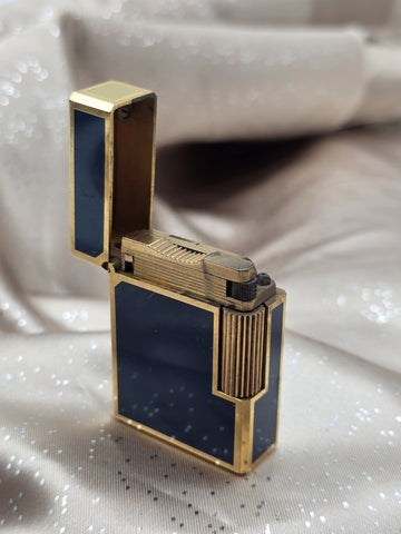 Rare Vintage S.T. Dupont Paris Ligne 1 Laque de Chine Royal Blue Gas Lighter