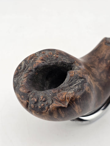 Rare Antique Freehand Acorn Big Block Briar Pipe Plateau Rim Bent Acrylic Stem