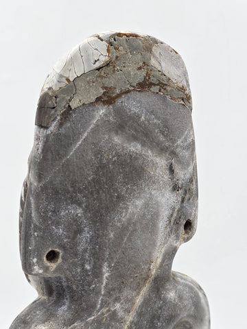 Antique Large Mayan Aztec Style Stone Sculpture Tribal Figure Inlay 15” Statue