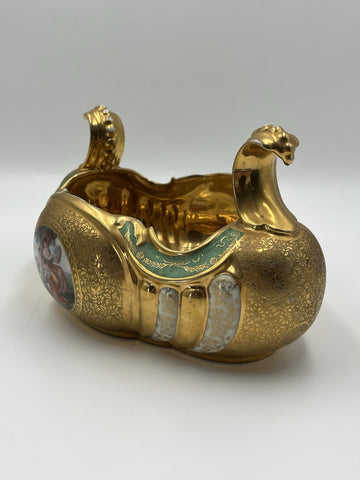 Gilded Le Mieux  China Gondola Bowl Hand Painted 24K Gold - Europe 1936-1939