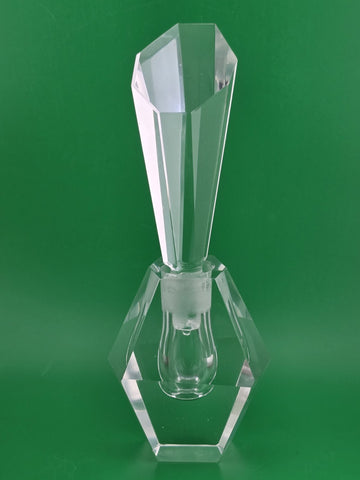 GORGEOUS ELEGANT LARGE ART DECO FACETED CRYSTAL PERFUME PERFUME/SCENT BOTTLE.