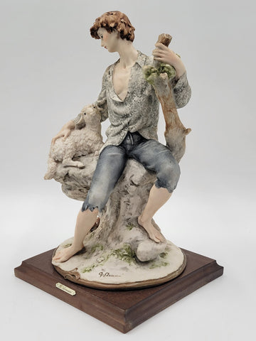 Giuseppe Armani Sculpure Capodimonte 1982 Florence Shepherd with Sheep 13 in